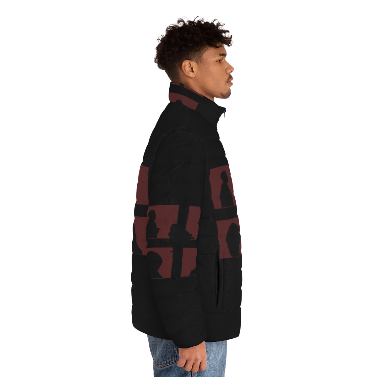 Alfred Hitchcock Puffer Jacket with Shadow Silhouette Design - men side right