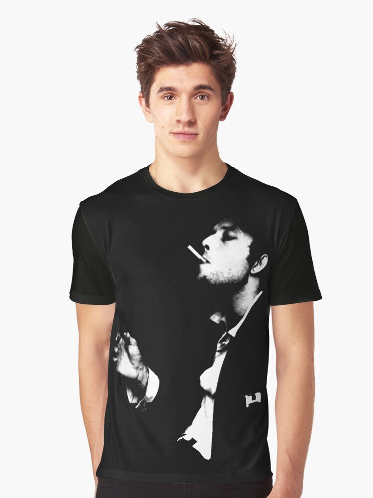 Vintage graphic t-shirt featuring the iconic image of legendary musician Tom Waits - Men