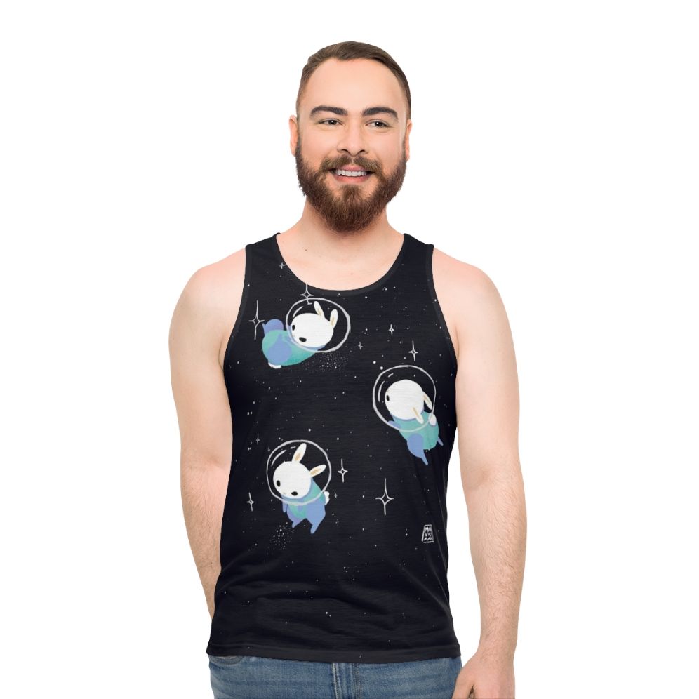 Cosmic Bunny Unisex Tank Top with Galaxy-Inspired Design - men