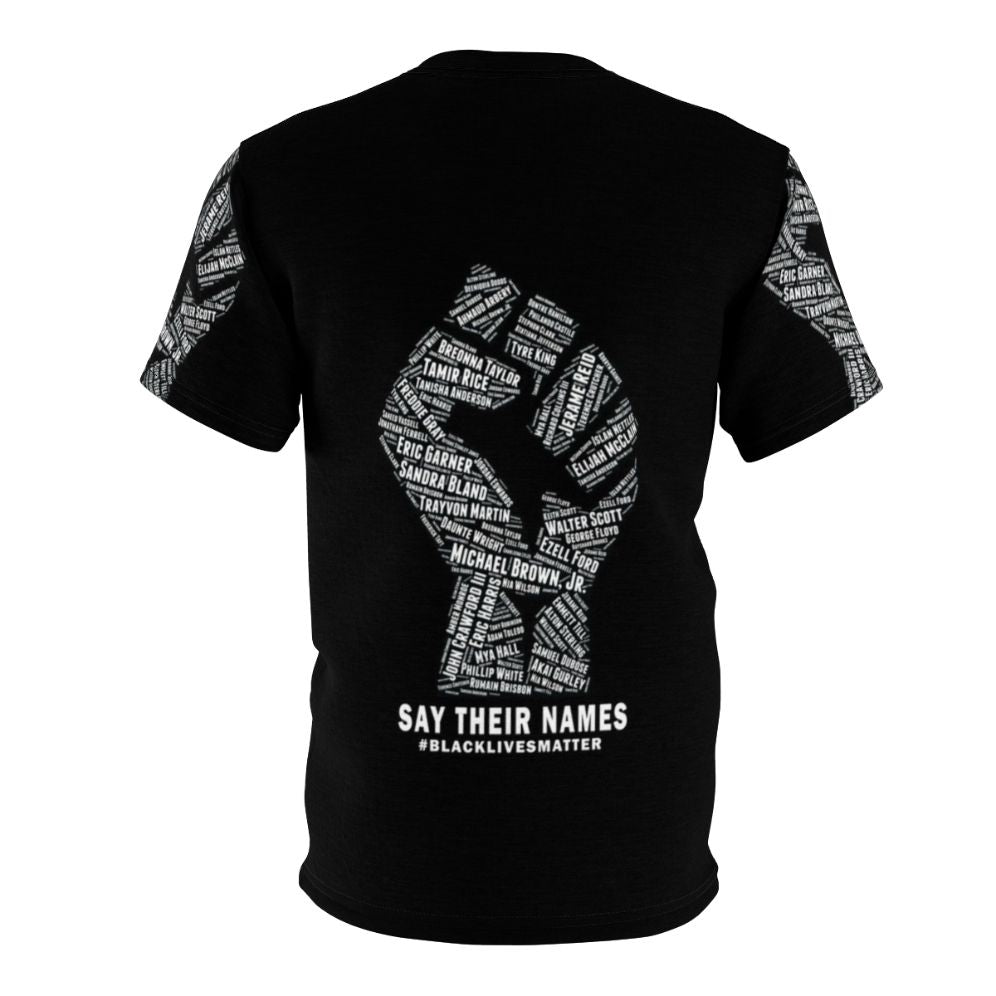 Black Lives Matter inspired t-shirt design with protest imagery and social justice messaging. - Back