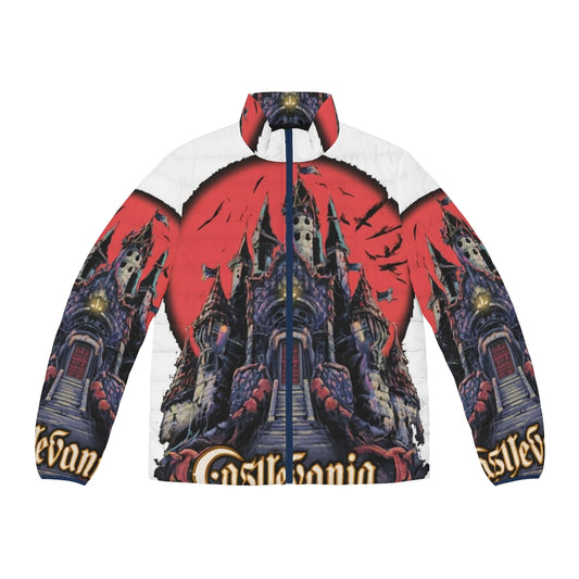 Castlevania-themed puffer jacket with gothic and vampire design