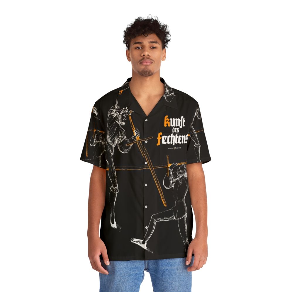 Kunst Des Fechtens Hengen Hawaiian Shirt with historical fencing engraving - People Front