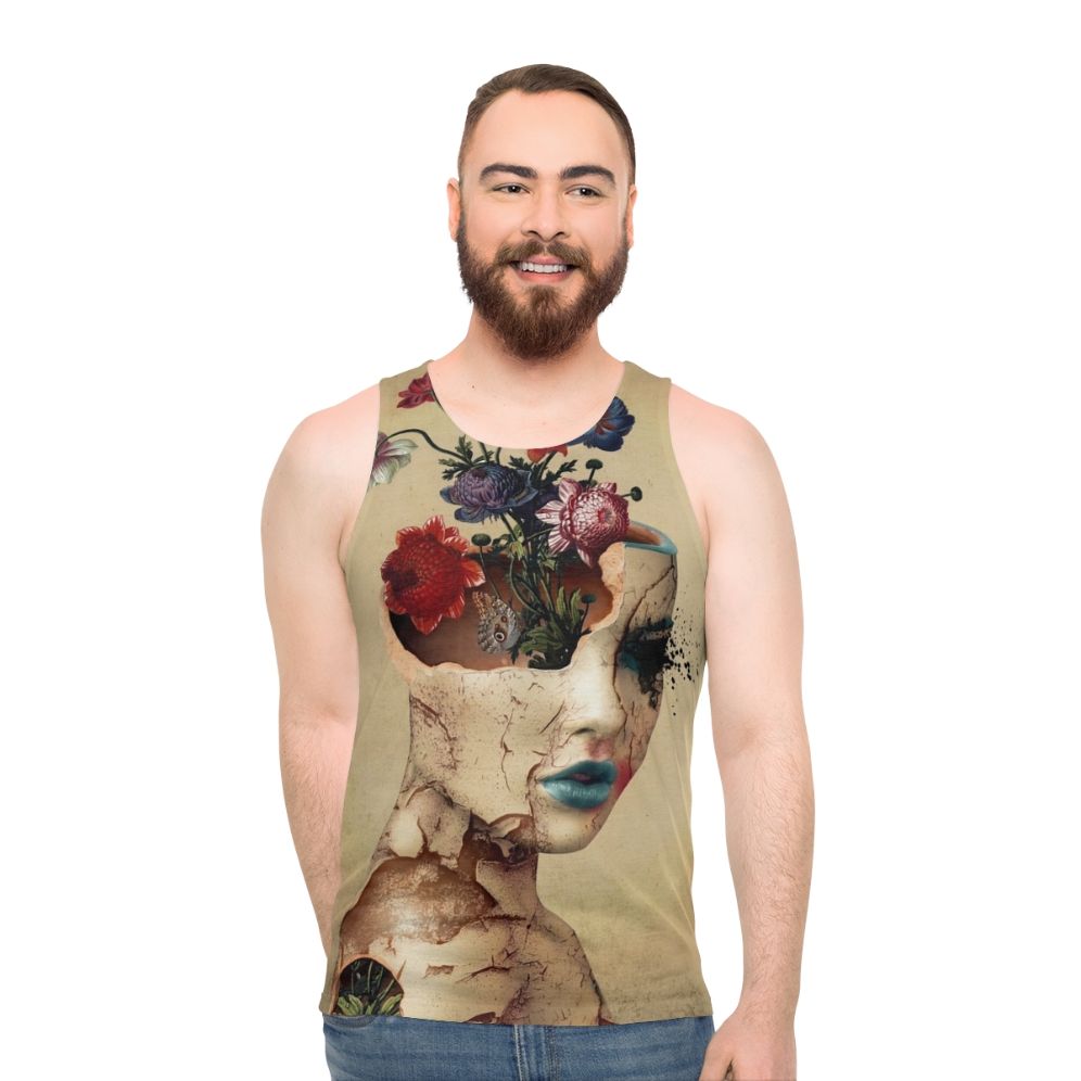 Broken Beauty Unisex Floral Grunge Digital Art Tank Top - men