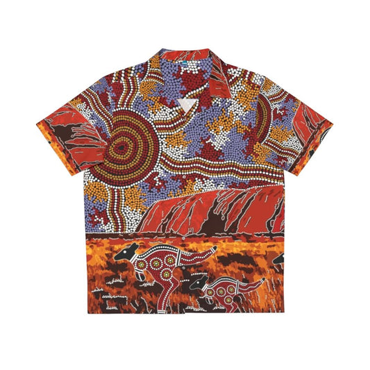 Authentic Aboriginal Art Uluru Ayers Rock Hawaiian Shirt