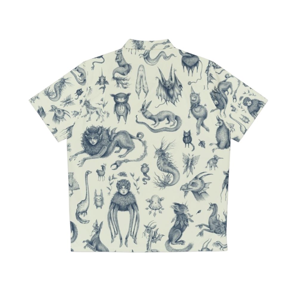 Pastel fantasy creatures Hawaiian shirt with mythical beasts and nature-inspired design - Back