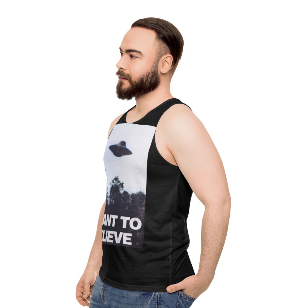 Unisex "I Want to Believe" X-Files Themed Tank Top - men side