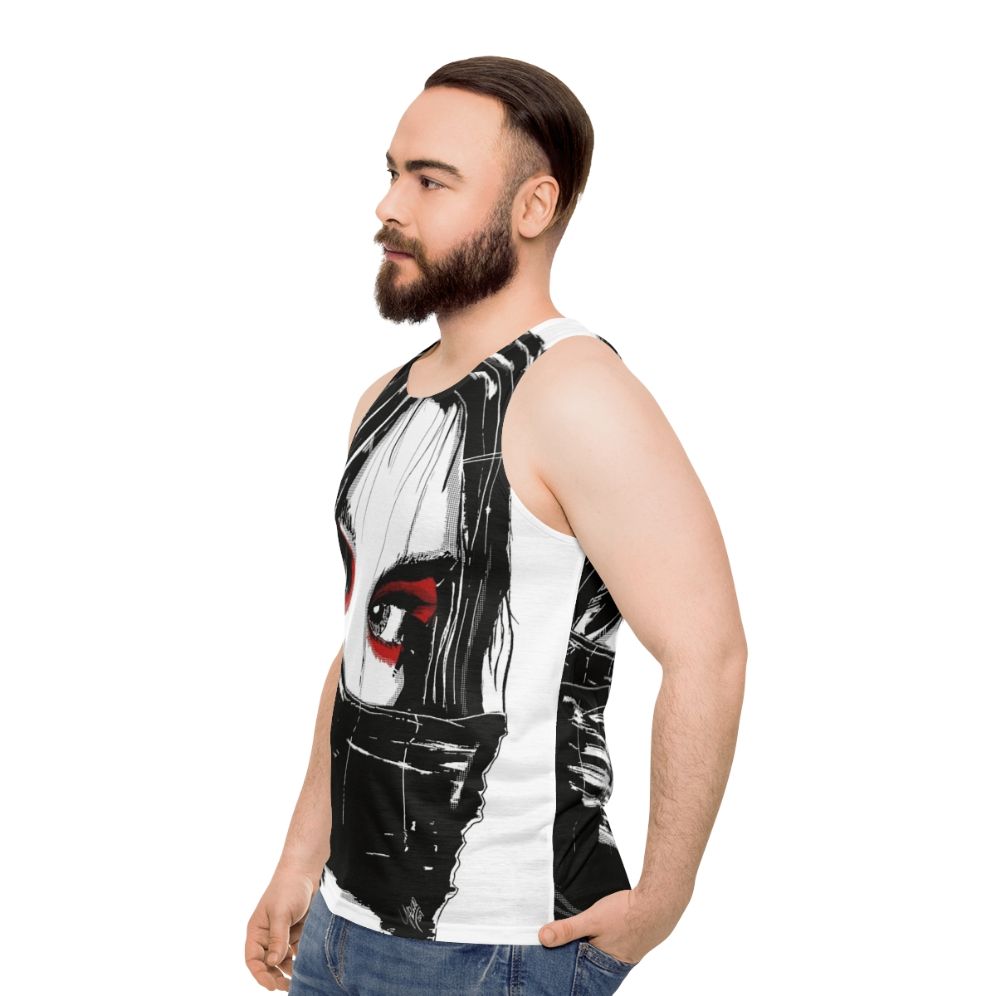 Lady Vengeance Unisex Tank Top featuring noir-inspired artwork - men side