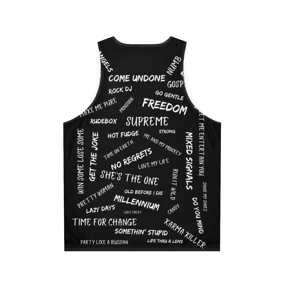 Robbie Williams and Take That Unisex Tank Top with Song Lyrics - Back