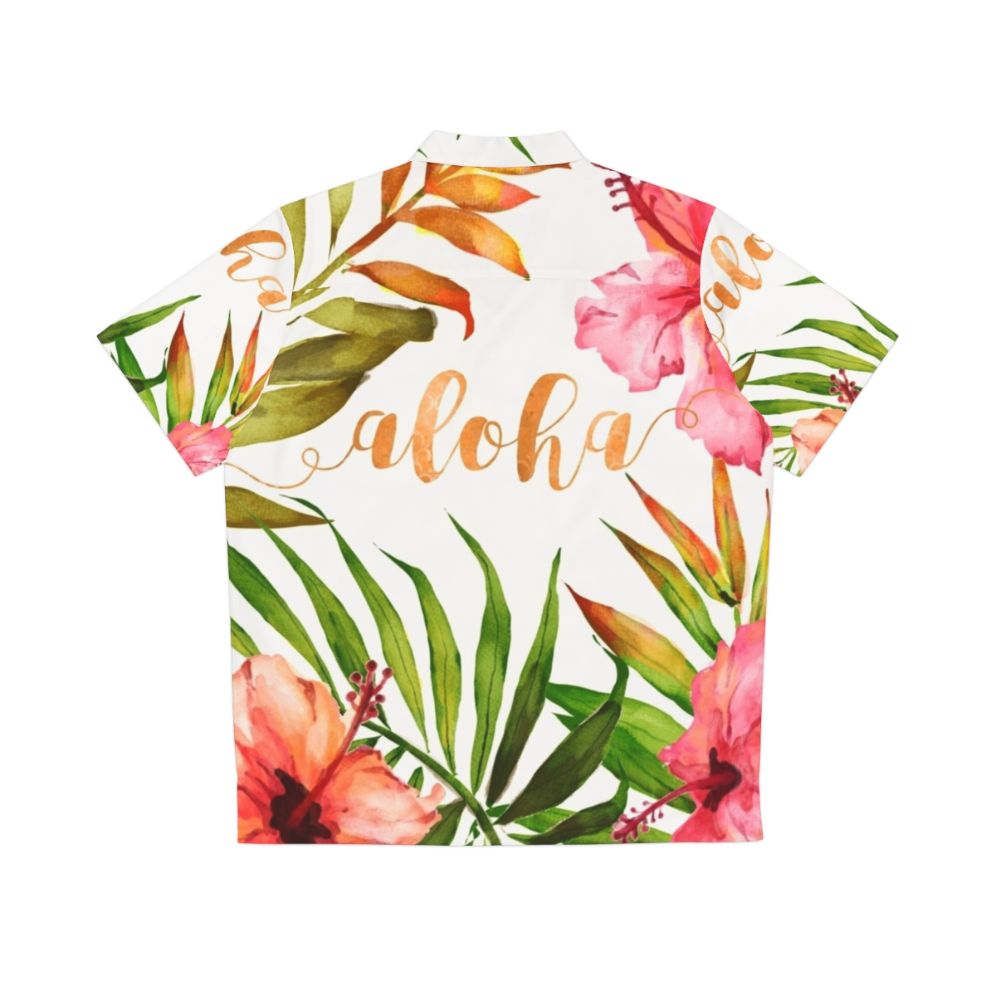 Aloha tropical hawaiian floral watercolor shirt - Back