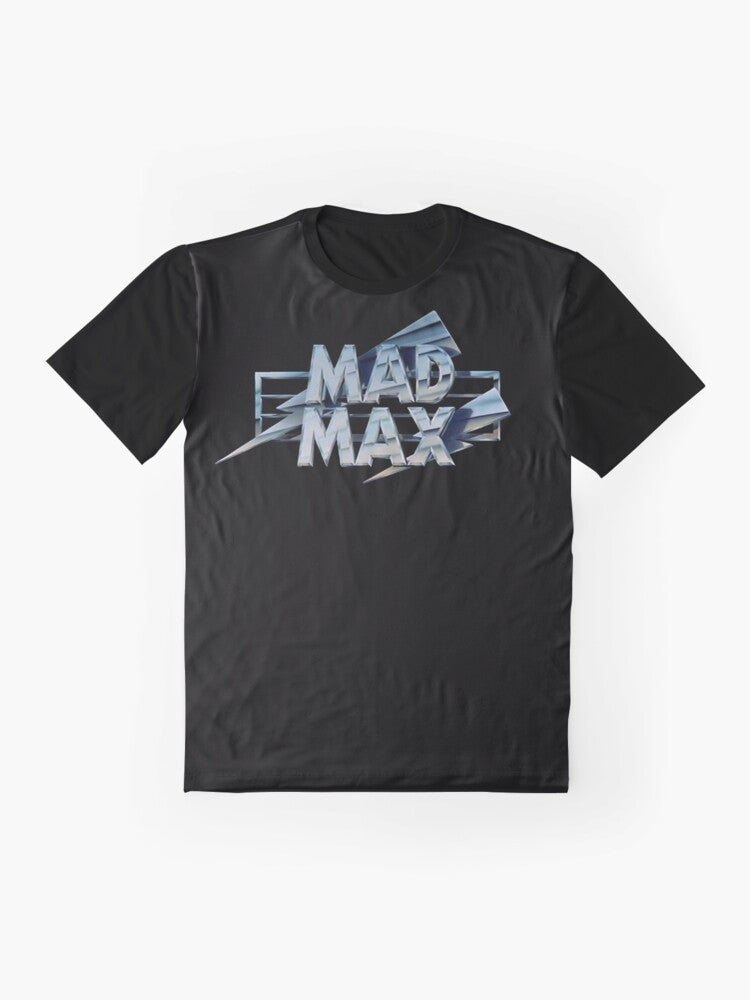 Mad Max movie title graphic t-shirt featuring the iconic post-apocalyptic film logo - Flat lay