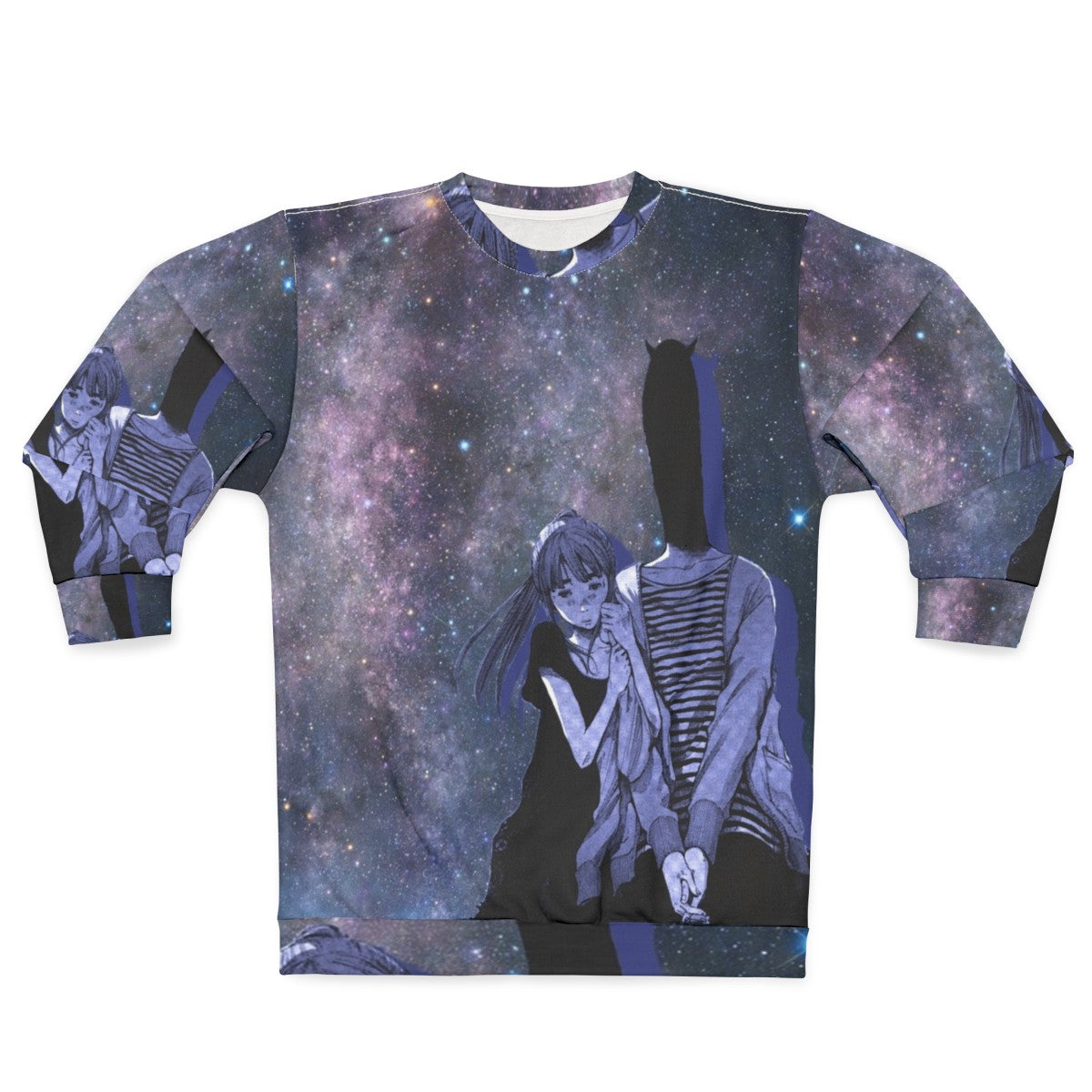 Galaxy night sky sweatshirt with Inio Asano's Punpun design