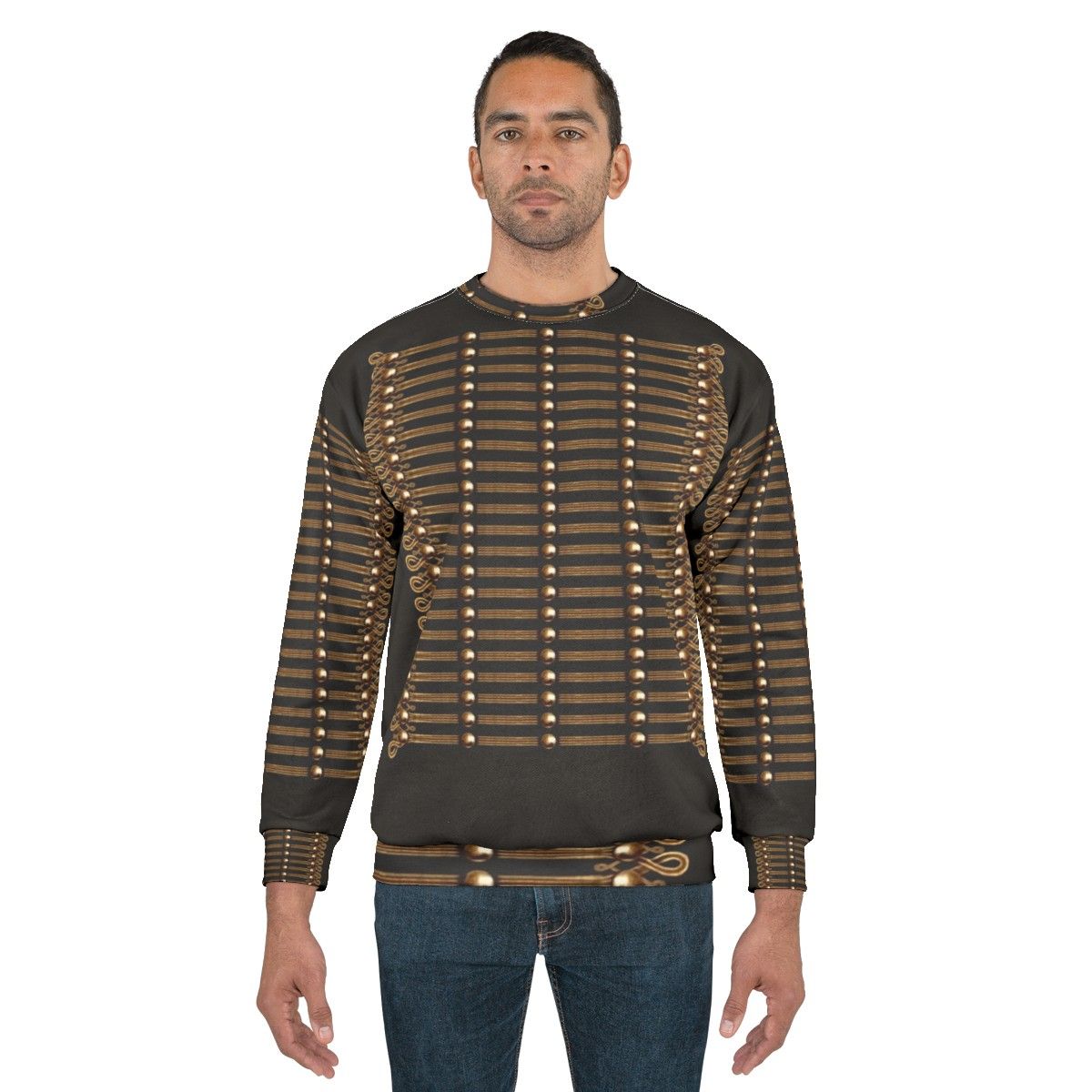 Hussar sweatshirt with Napoleonic-era military jacket design - men