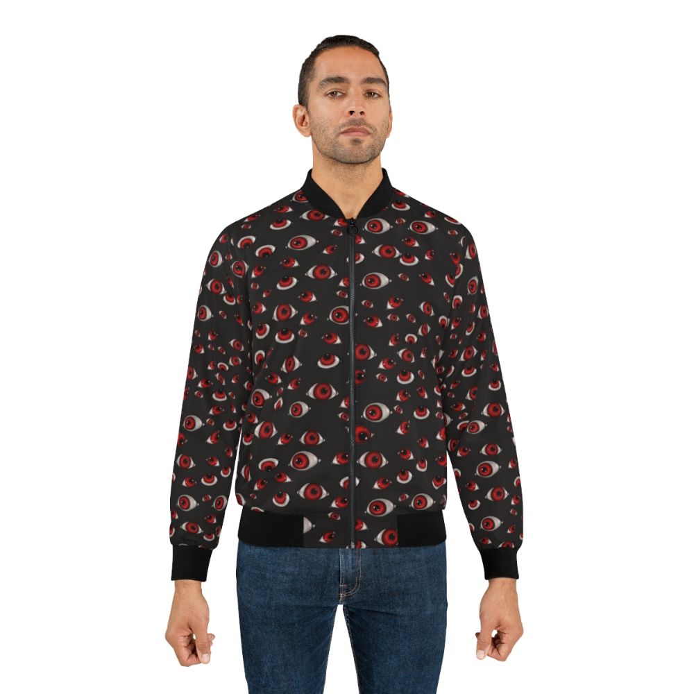 Hellsing Eyes Bomber Jacket with a dark, creepy anime-inspired pattern - Lifestyle