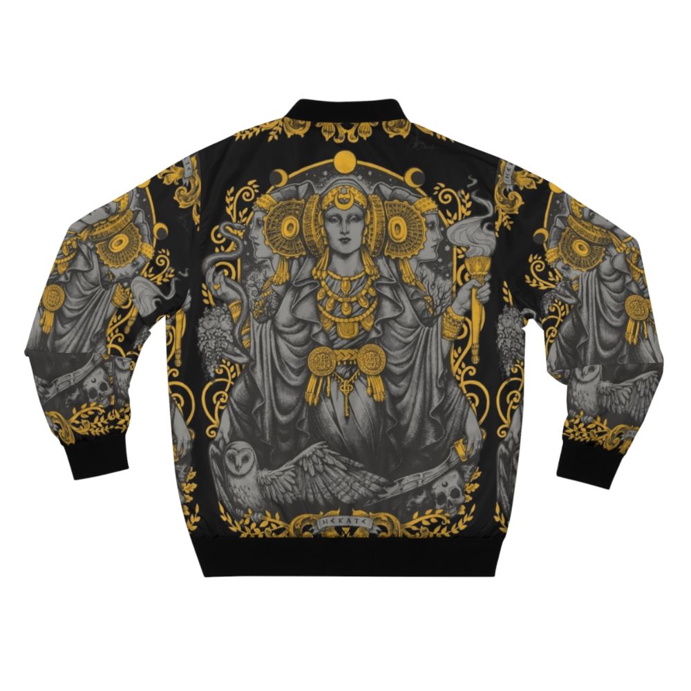 Iberian Hecate Gray Bomber Jacket with Mystical Iberian Art Influences - Back