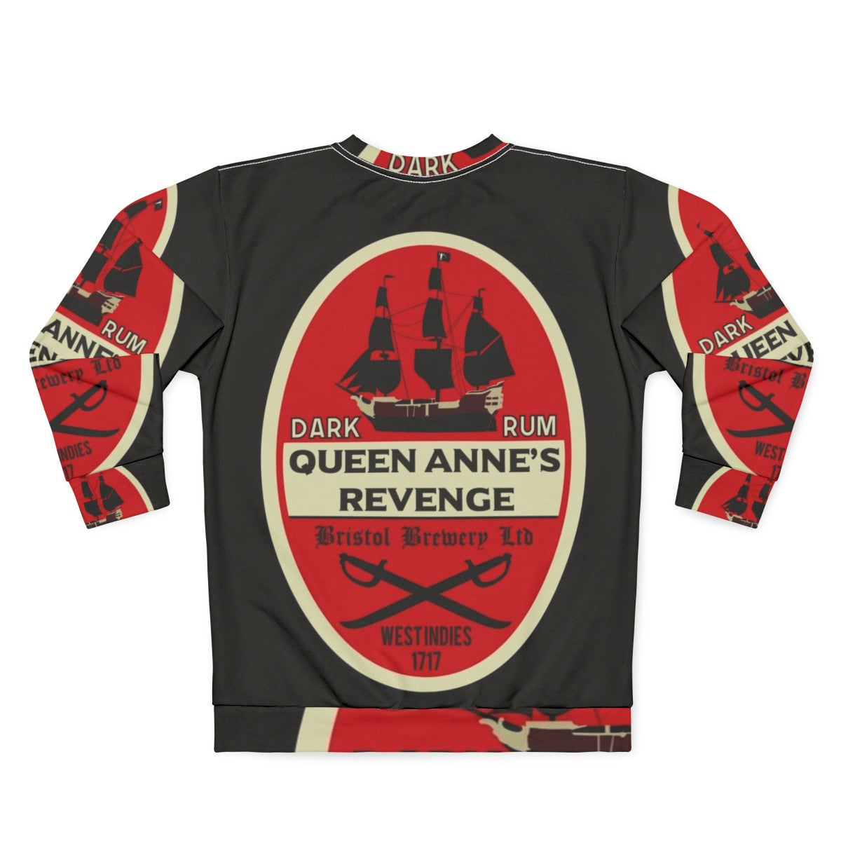 Queen Anne's Revenge Dark Rum Pirate Sweatshirt - Back