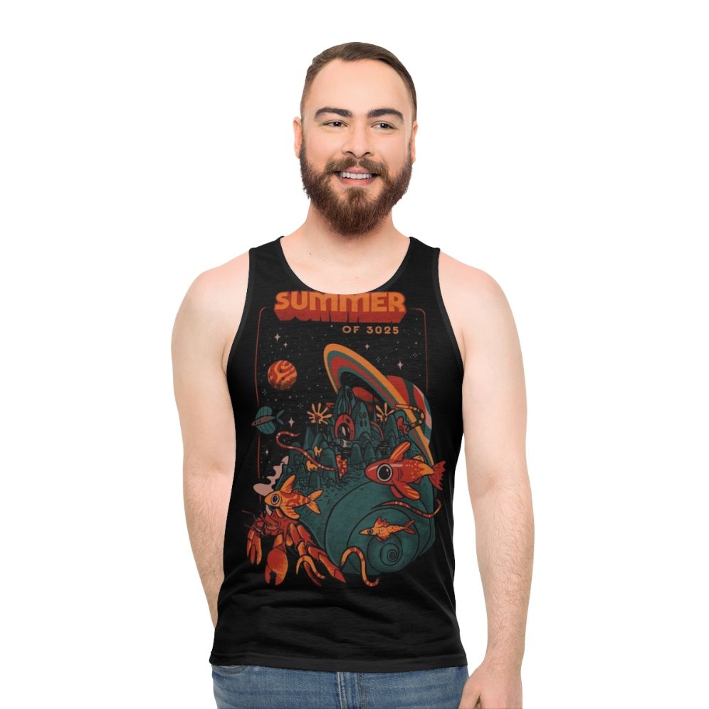 Retro and vintage-inspired cosmic unisex tank top - men