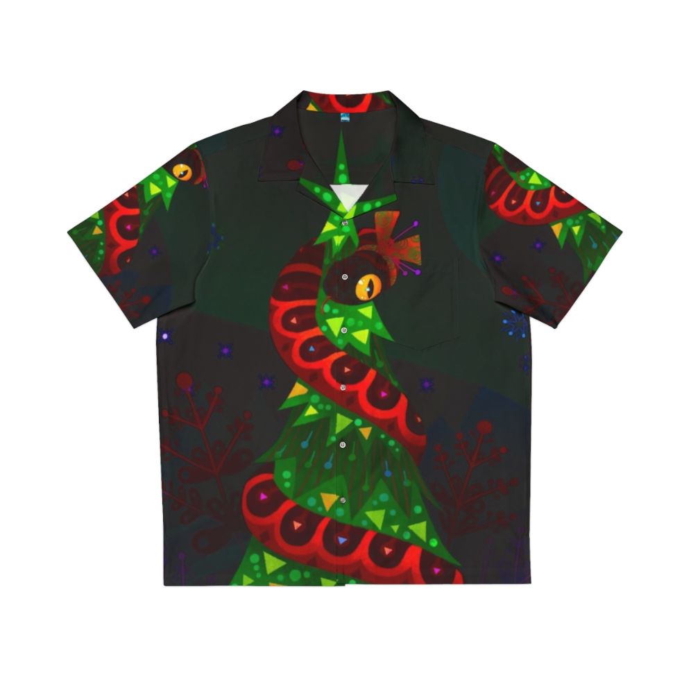 Christmas Snake Hawaiian Shirt with marine life and snow