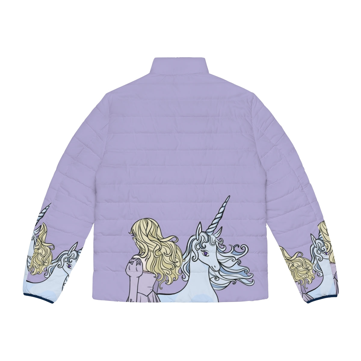 Lady Amalthea from The Last Unicorn inspired puffer jacket with whimsical unicorn design - Back