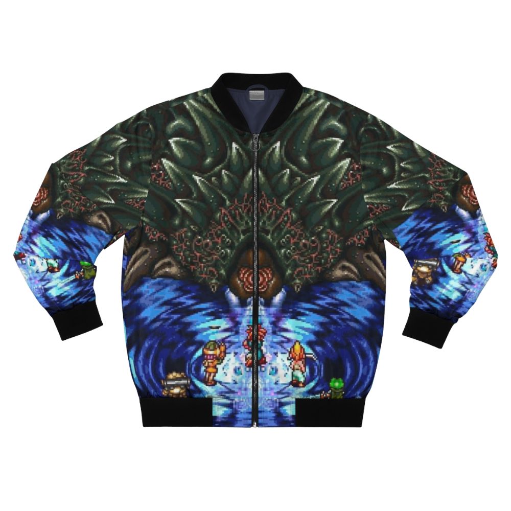 Chrono Trigger Lavos Battle Retro Bomber Jacket featuring pixel art design