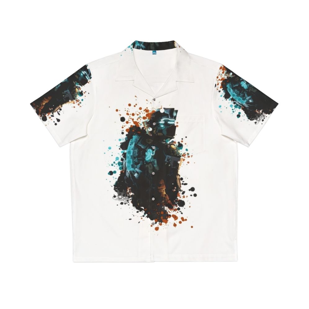 Dead Space Dark Splatter Hawaiian Shirt with Isaac Clarke and Splatter Art