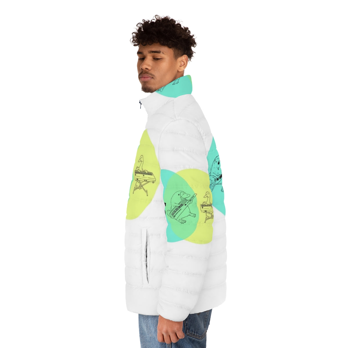 Keytar Platypus Venn Diagram Puffer Jacket - men side left