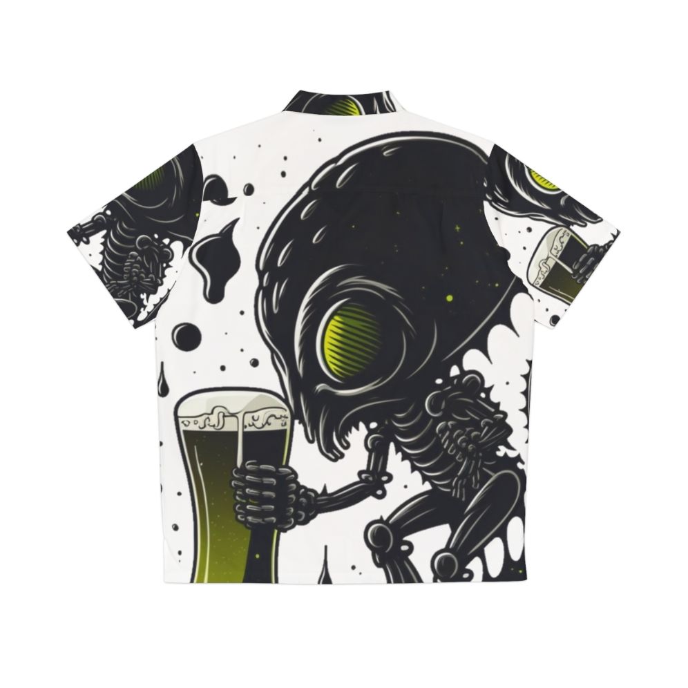 Alien Beer Lover Hawaiian Shirt with Drinking Theme - Back