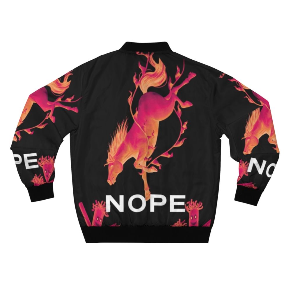 Nope movie-inspired bomber jacket with horror and sci-fi elements - Back