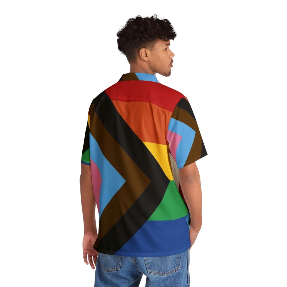 Progress Pride Flag Hawaiian Shirt with Inclusive Rainbow Design - People Back