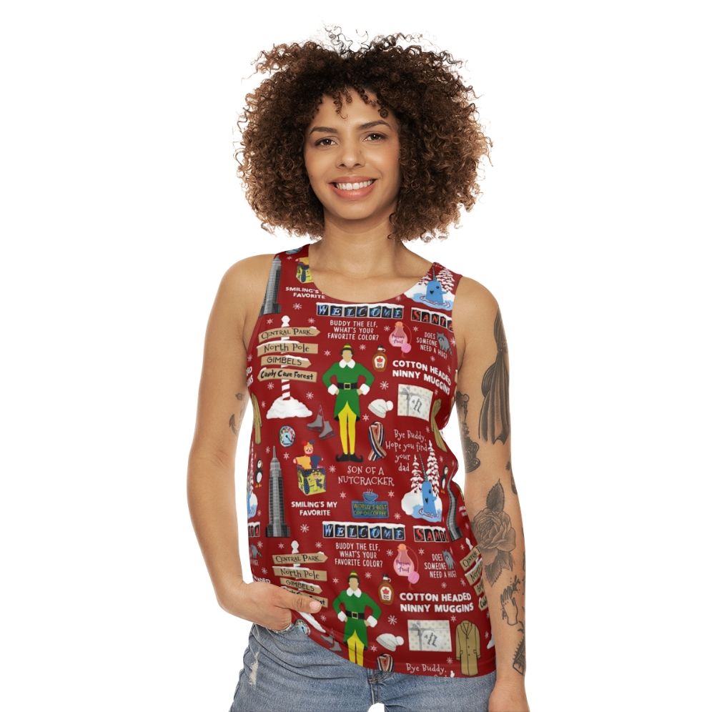 Buddy the Elf Collage Unisex Christmas Movie Tank Top - women