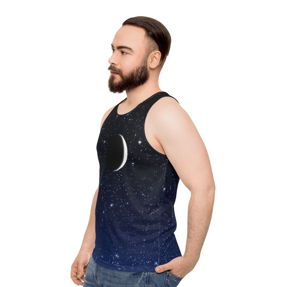 Starry night crescent moon unisex tank top - men side