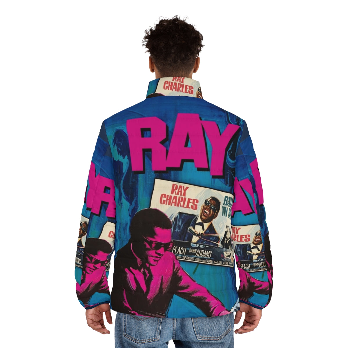 Ray Charles inspired blues puffer jacket - men back