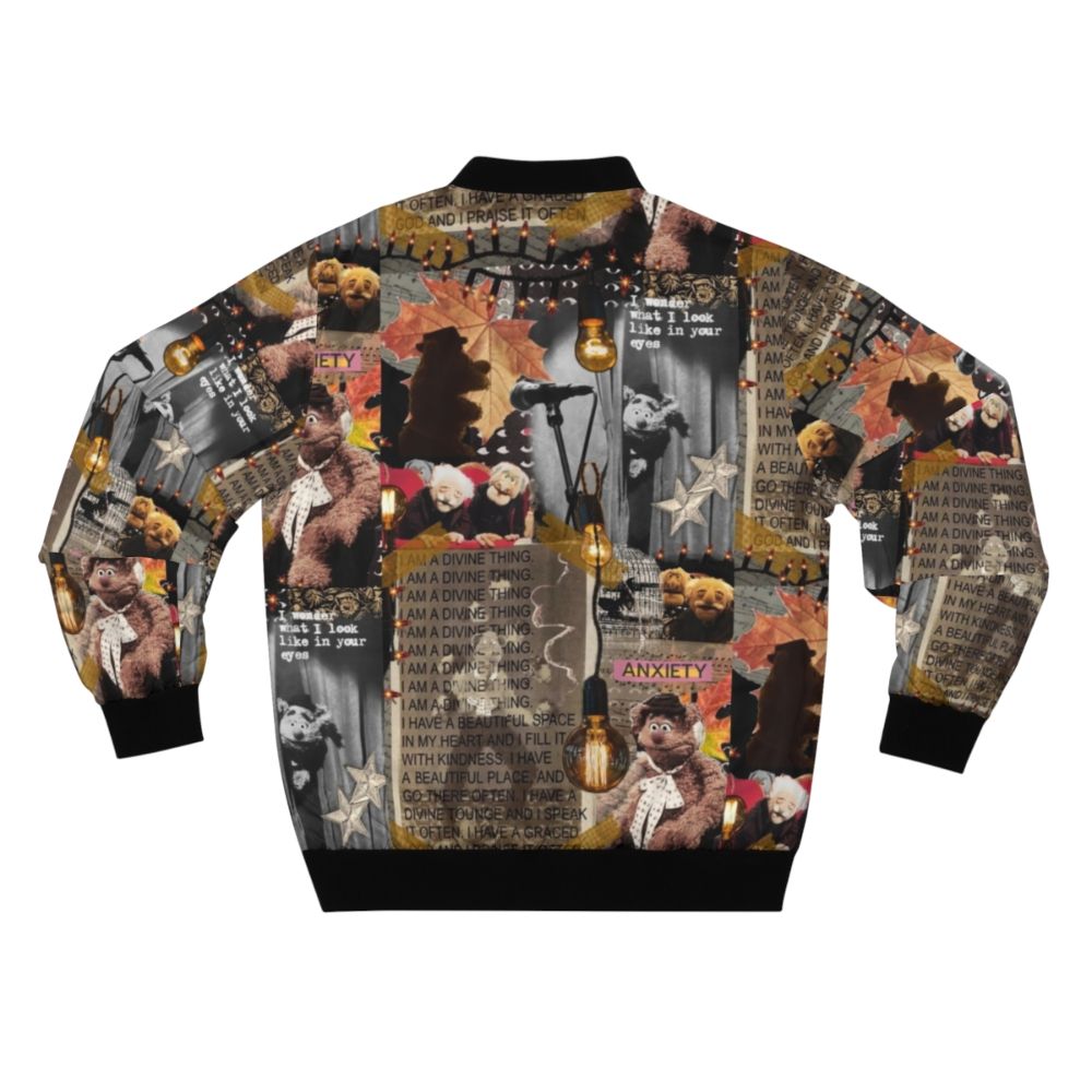 Collage art bomber jacket featuring the Muppets character Fozzie - Back