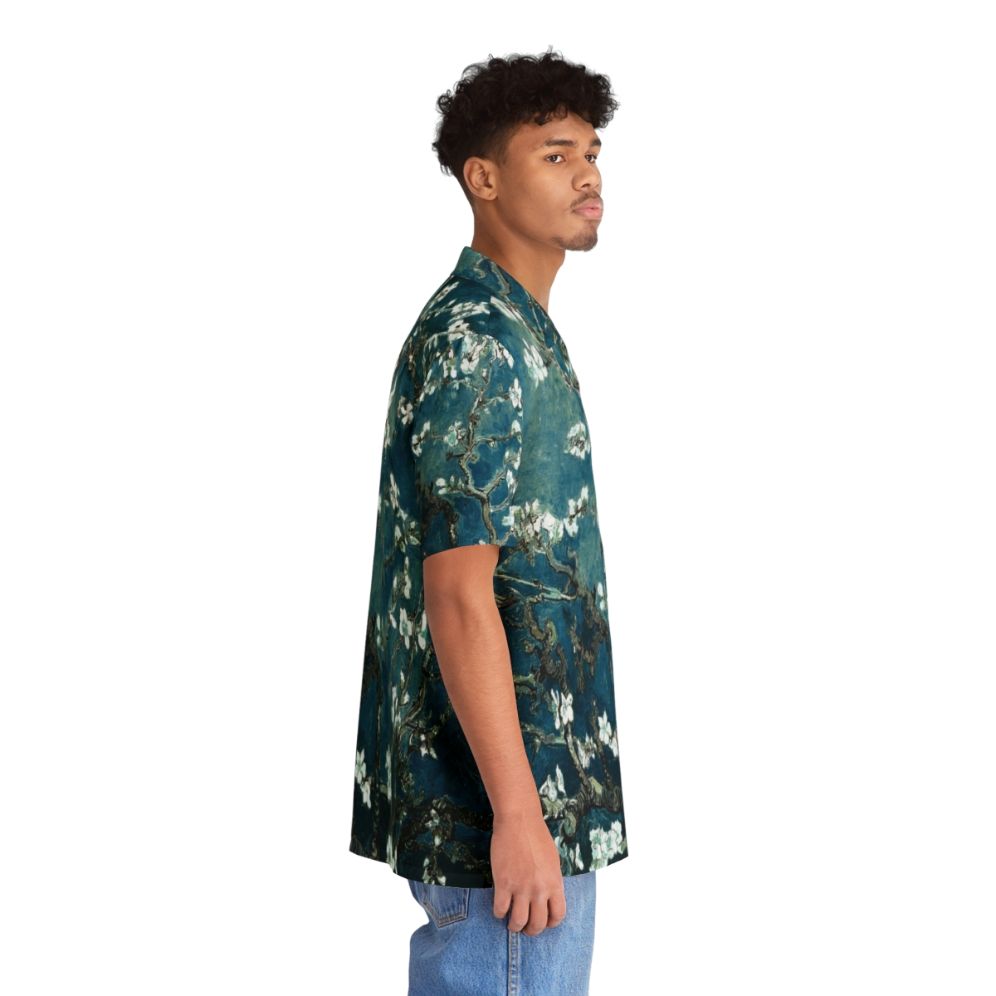 Dark Teal Van Gogh Almond Blossoms Hawaiian Shirt - People Pight