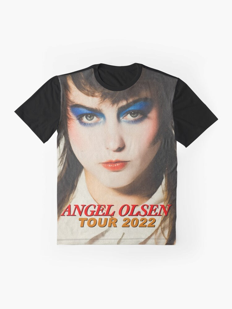 Angel Olsen concert t-shirt featuring the artist performing on stage - Flat lay