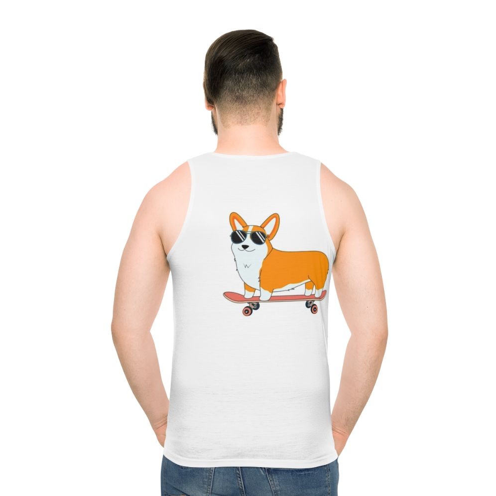 Corgi Skate Unisex Tank Top - men back