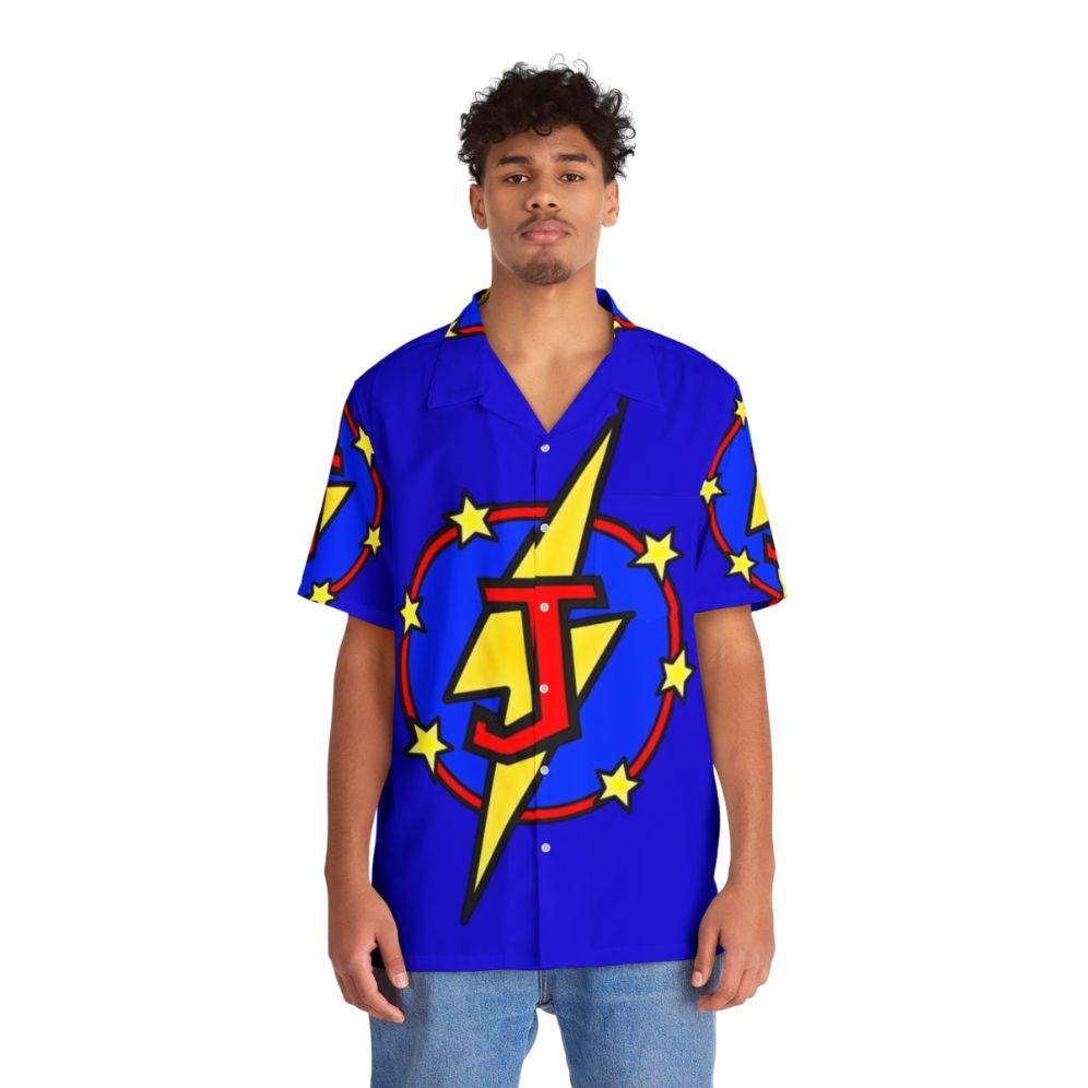 Super Letter J Superhero Hawaiian Shirt - People Front