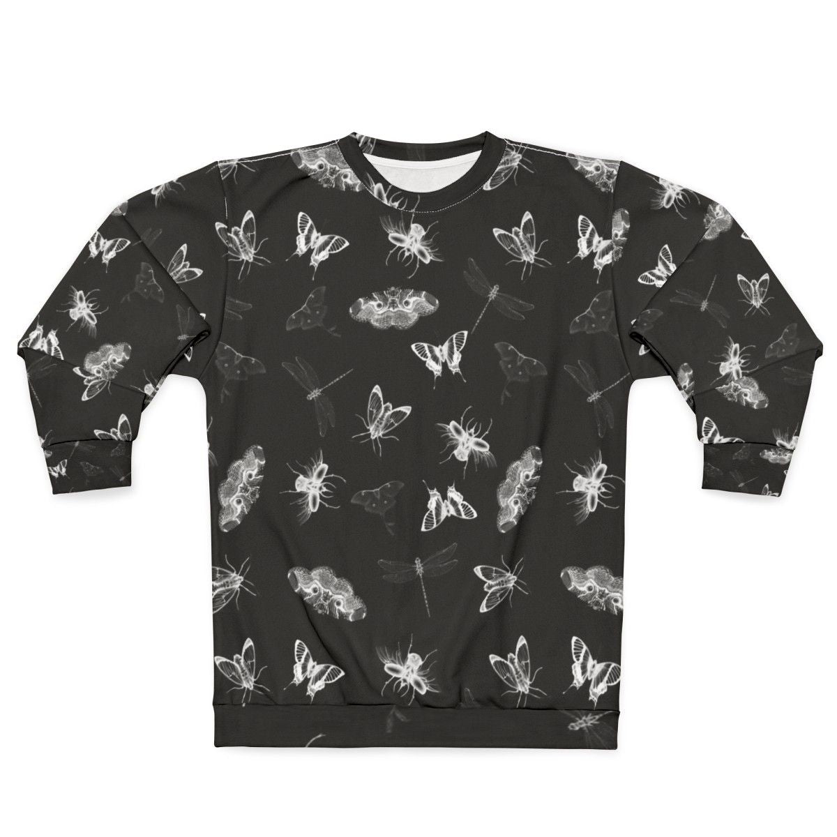 Entomologist Nightmares Sweatshirt featuring a black and white bug pattern design