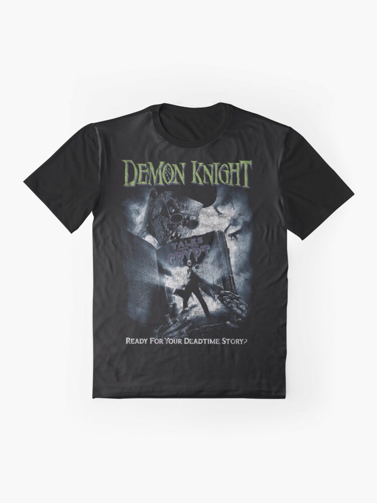 Demon Knight horror graphic t-shirt featuring Tales from the Crypt inspired design - Flat lay