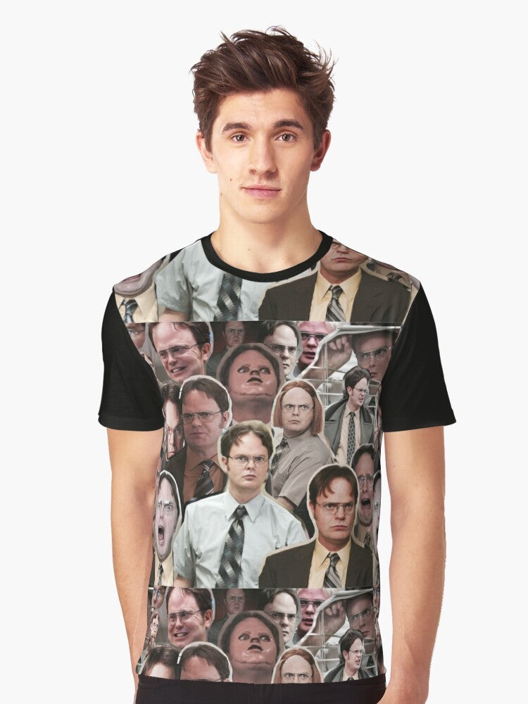 Dwight Schrute from the popular TV show "The Office" featured on a graphic t-shirt design - Men