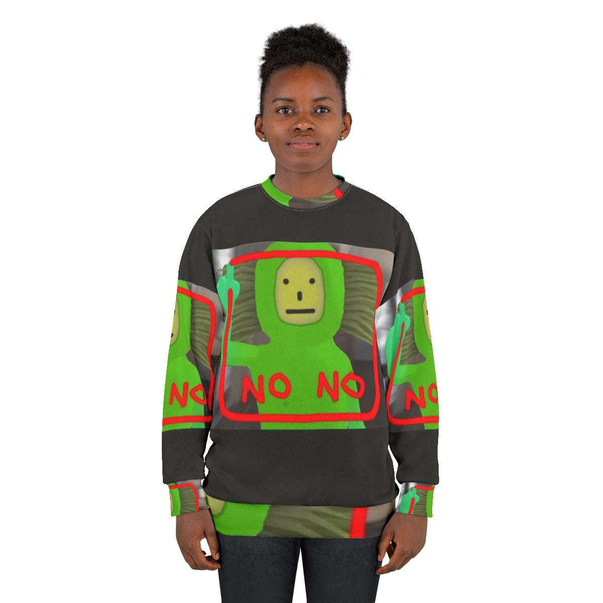 No No Square Sweatshirt featuring the popular meme design - women