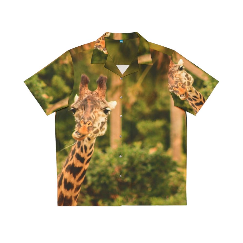 Giraffe Hawaiian shirt with "Say What" design