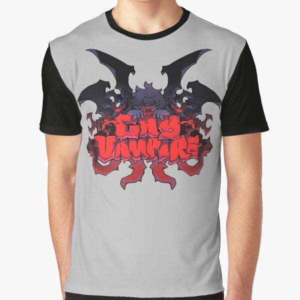 Graphic tee featuring a gothic vampire design