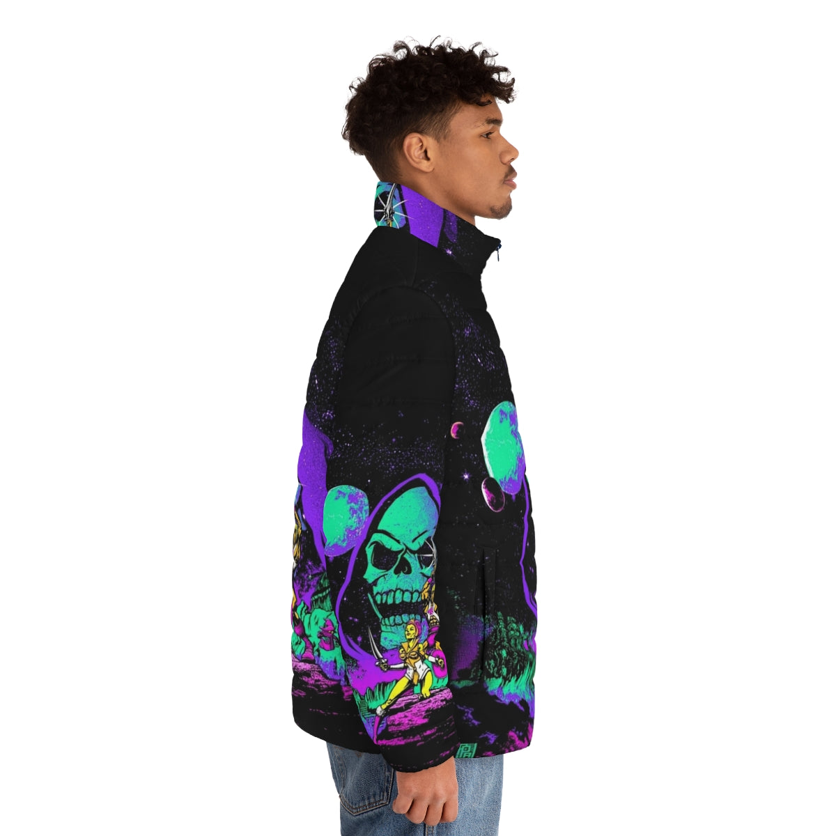 Masters of the Universe He-Man Puffer Jacket with Retro Space Adventure Design - men side right