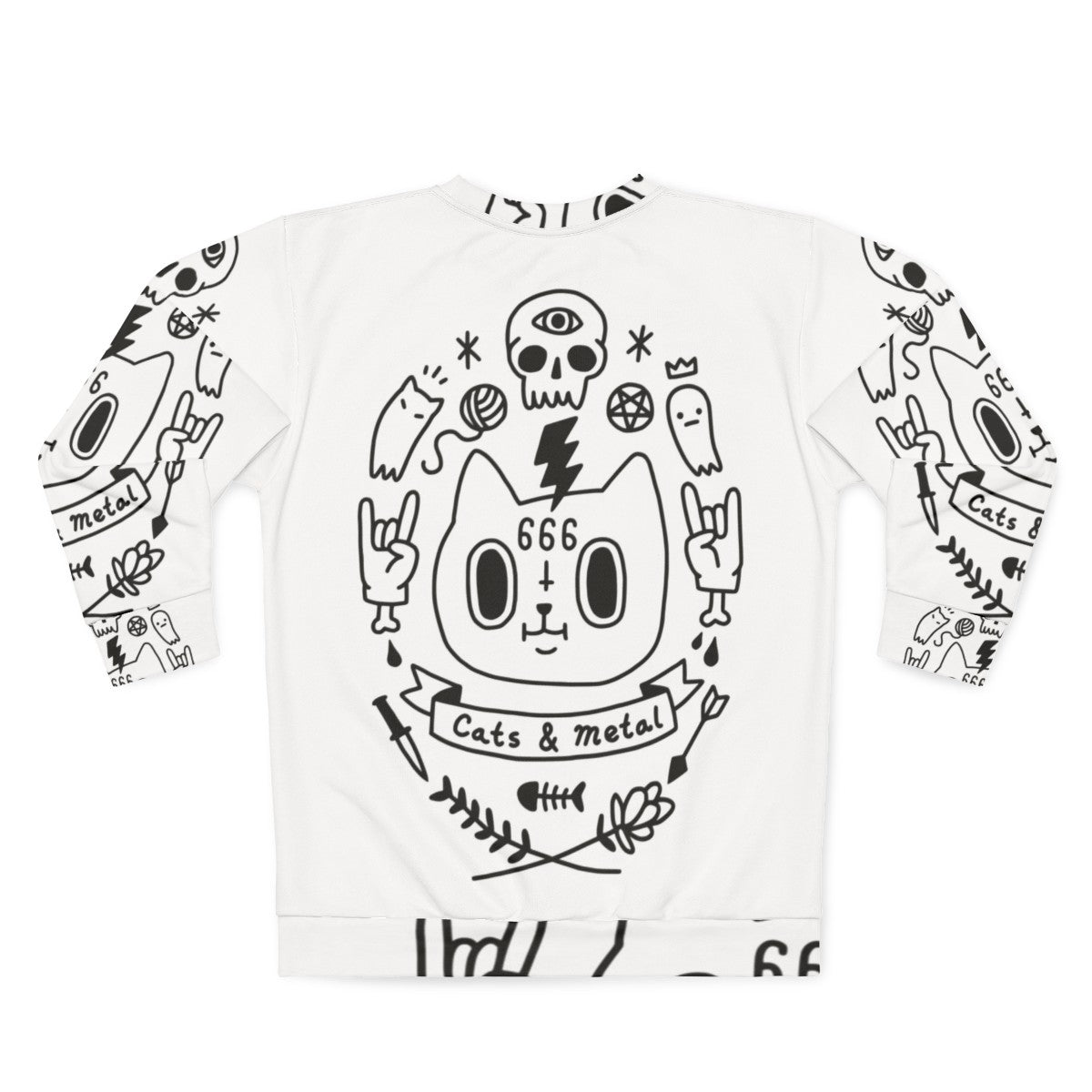 Cats and heavy metal design sweatshirt - Back