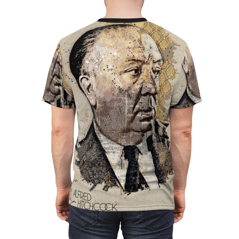 Artistic portrait illustration of famous movie director Alfred Hitchcock - men back