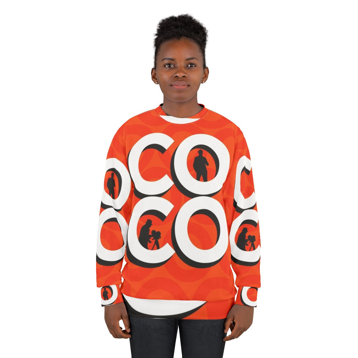 Coco Typography Silhouette Sweatshirt featuring Conan O'Brien's iconic design - women