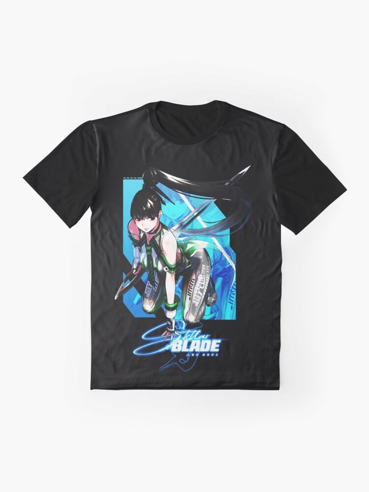 Stellar Blade video game fanart graphic t-shirt design - Flat lay