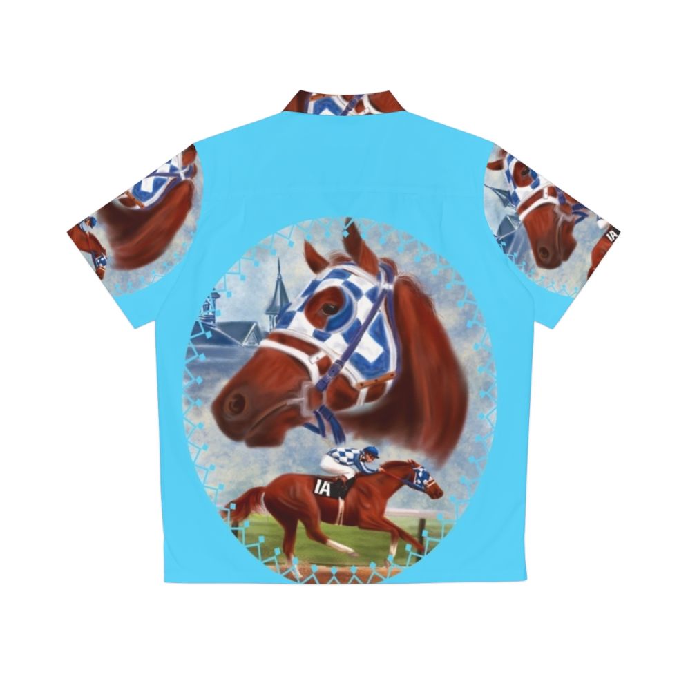 Secretariat Hawaiian Shirt with Horse Racing Artwork - Back