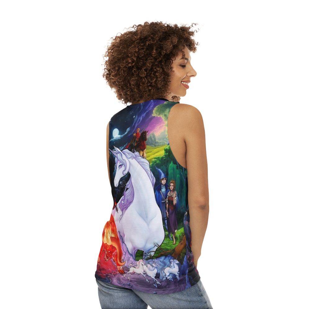 Unisex tank top inspired by the fantasy movie "The Last Unicorn" - women back