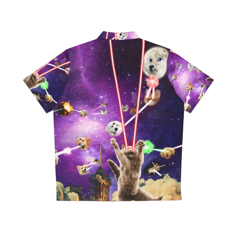 Cats with laser eyes on a vibrant Hawaiian shirt - Back